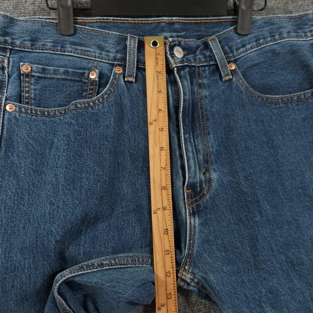 Levis 505 Jeans Mens 36x32 Blue Medium Wash Regular Straight Denim Pants Casual